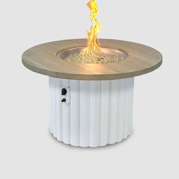 Riverie 42" White Base Round Fire Table by Outdoor Great Room - Image 2